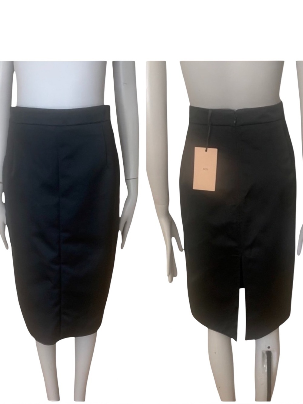 NWT NO. 21 Black Satin Pencil Skirt Made In Italy